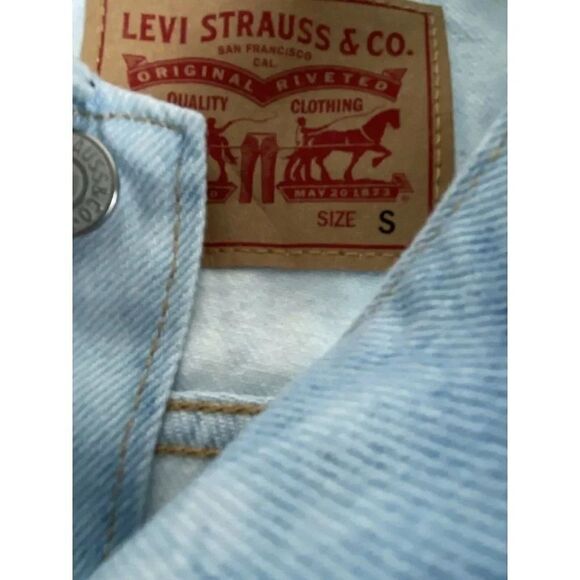 Levi's Ex-Boyfriend Denim Trucker Jacket Blue Tie Dye Light Wash Women’s Size S - Picture 6 of 14